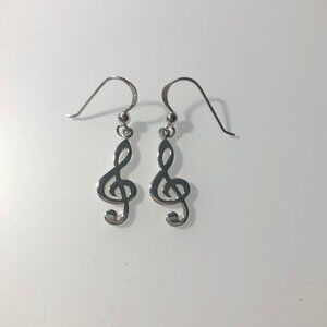 G Clef Wire Earrings Sterlign Silver, musical jewelry
